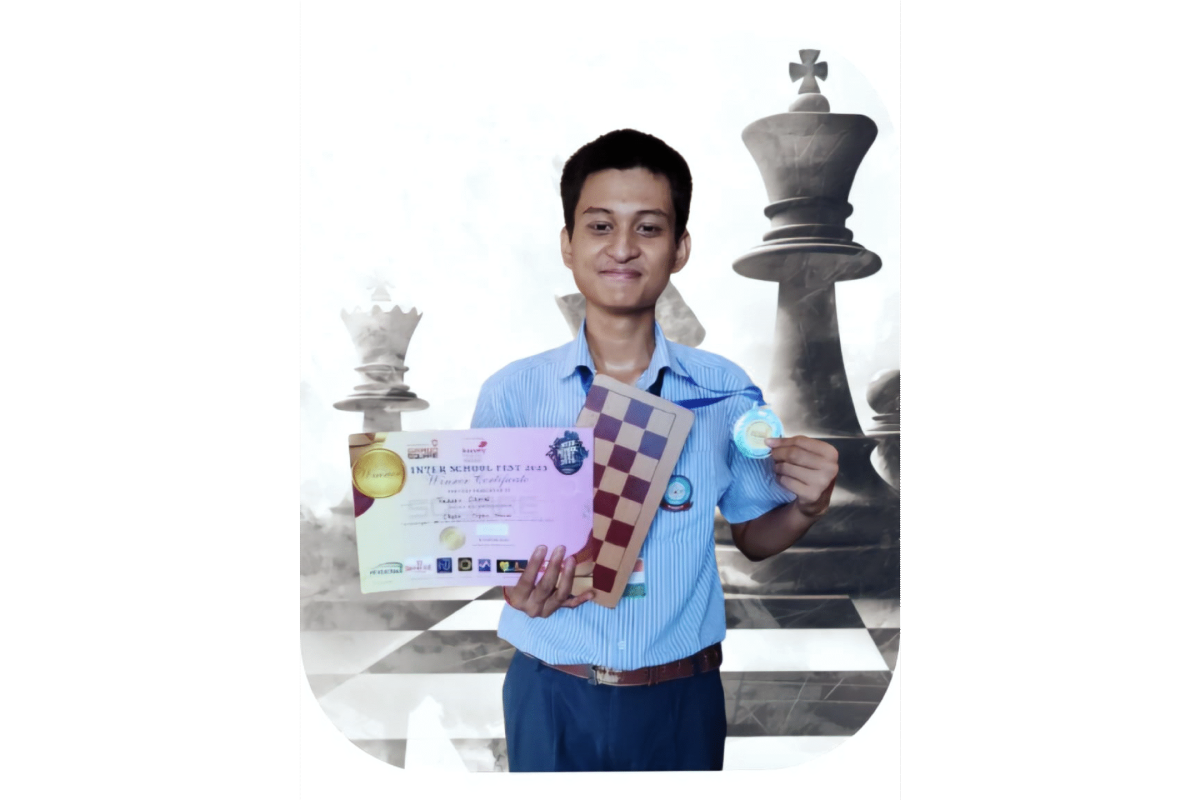 Tussar Chetri of Std XII A  Secured Second Prize in the Inter School Chess Tournament at Grandma's,Velachery on 02.09.2025